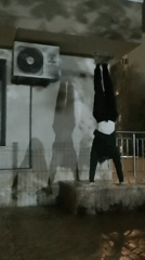 Person performs handstands across multiple Burgas locations