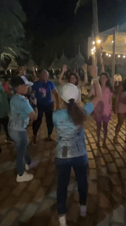 Late-night outdoor party and live performance in Porlamar, Venezuela