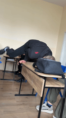 Student performs backflip off desk in Varna classroom