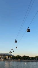 Moscow afternoon captures cable cars and ducks on water