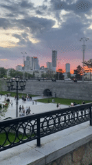 Sunset cityscape captured in Yekaterinburg, Russia