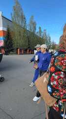 Visitors browse craft market stalls in Abakan, Russia