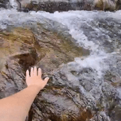 Wading and hanging out at a clear rocky stream in South Korea