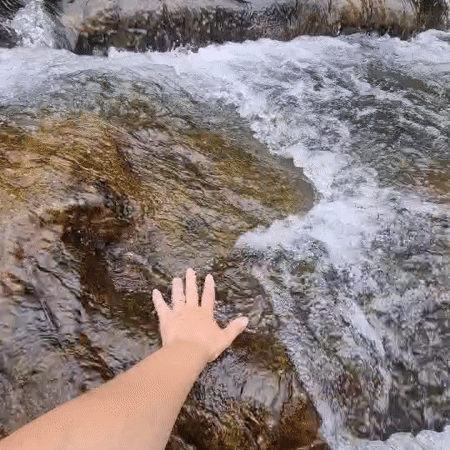 Wading and hanging out at a clear rocky stream in South Korea