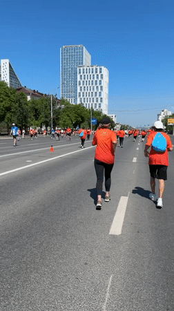 Marathon runners compete in sunny Ufa, Russia event