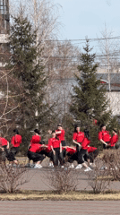 Dance group rehearses outdoors in Krasnoyarsk