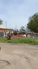 Damaged building documented in Zolochiv, Ukraine