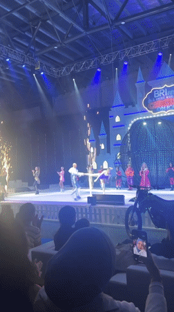 Ice circus in Makassar mixes skating and globe of death stunts