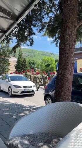 Military parade marches through Sopot, Bulgaria streets