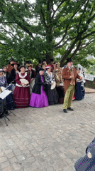 Victorian-costumed group performs historical reenactment in Luxembourg City