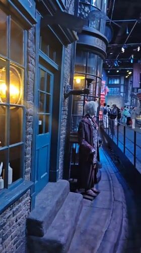 Evening crowds tour Harry Potter's Diagon Alley at Warner Bros Studios