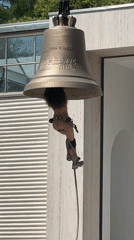 Artist performs suspended bell-ringing at Venice Biennale pavilions