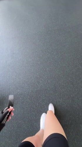 Person walks across gym floor in Belorechensk