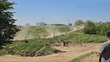 Motocross riders race on dirt tracks in Izmail, Ukraine