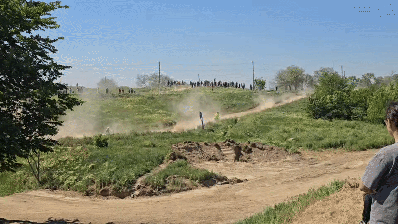 Motocross riders race on dirt tracks in Izmail, Ukraine