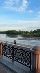 Tourist documents war memorials and parks in Birobidzhan, Russia