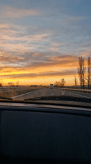 Sunset highway drive recorded near Dobrovnitsa, Bulgaria