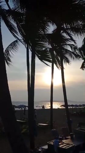Sunset observed at tropical beach in Pattaya, Thailand