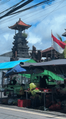 Morning rush hour and market activity in Kuta Selatan