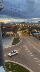 Police car stationed at Moscow intersection