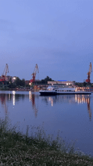 Cherepovets riverfront at dusk, quiet summer evening