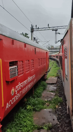 Relief medical train rolls through Bhopal amid roadside scene