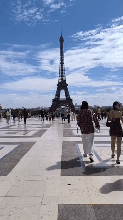 Eiffel Tower from every angle, including a nearby construction site