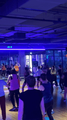 Dance fitness class underway in Moscow studio
