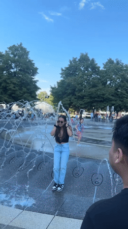 Chicago residents enjoy evening at Crown Fountain and Navy Pier