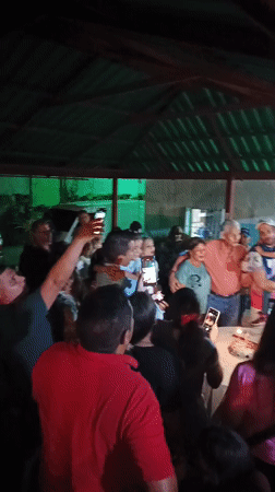 Birthday celebration held in Tinaquillo, Venezuela under covered outdoor area