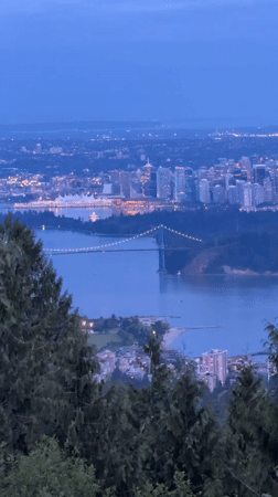 Early morning Vancouver skyline views captured from West Vancouver overlook