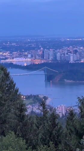 Early morning Vancouver skyline views captured from West Vancouver overlook