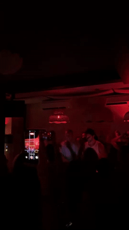 Inside a red-lit bar and restaurant in North Kuta, Bali