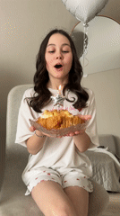 Girl celebrates birthday with croissant cake in Votkinsk, Russia