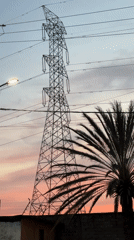 Sunset scene with power lines captured in El Espinal