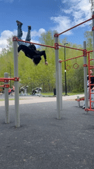 Early morning calisthenics workout observed at Krasnoyarsk fitness park