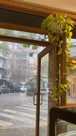 Rainy afternoon observed from indoors in Buenos Aires