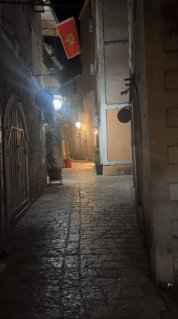 Evening scenes captured in Budva's old town district