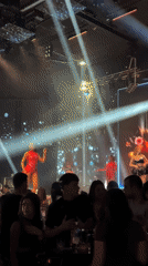 Nightclub performance featuring three dancers in Plovdiv, Bulgaria