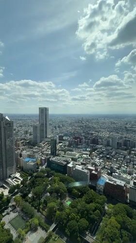 Morning cityscape views captured from Shinjuku high-rise window