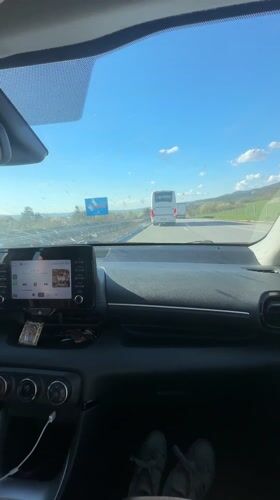 Highway drive recorded from passenger seat in Mirovo, Bulgaria