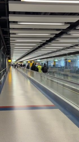 Morning airport scenes captured at Gatwick terminal and gates
