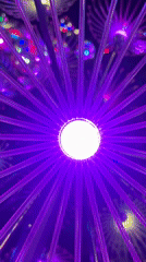 Visitor documents colorful dandelion light sculptures in Krasnodar park