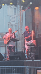 Hungarian folk band M.É.Z. Együttes performs outdoor summer concert in Hévíz
