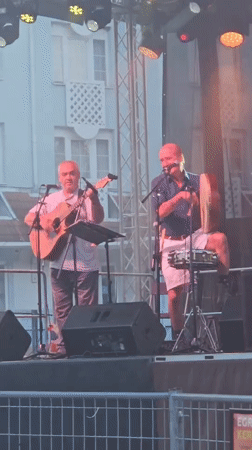 Hungarian folk band M.É.Z. Együttes performs outdoor summer concert in Hévíz