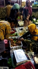 Semarang night market in full swing, vendors and produce everywhere