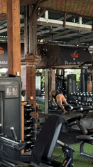 Early morning gym session documented in North Kuta, Indonesia