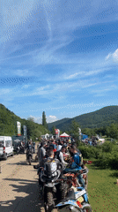 Dirt bike riders gather for event in Vrachesh, Bulgaria