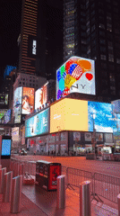 Early Morning Times Square Activity Includes Back to Future Display