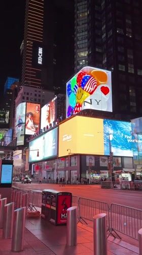 Early Morning Times Square Activity Includes Back to Future Display